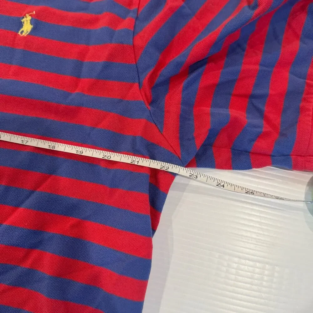 Polo Golf Ralph Lauren Men's L Red Purple Striped Pima Cotton Polo Shirt Sportif
